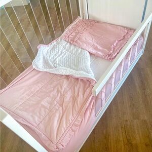 Beddy’s Toddler Zippered Bedding Set- “Victoria” (Blush Pink, Minky Lining)